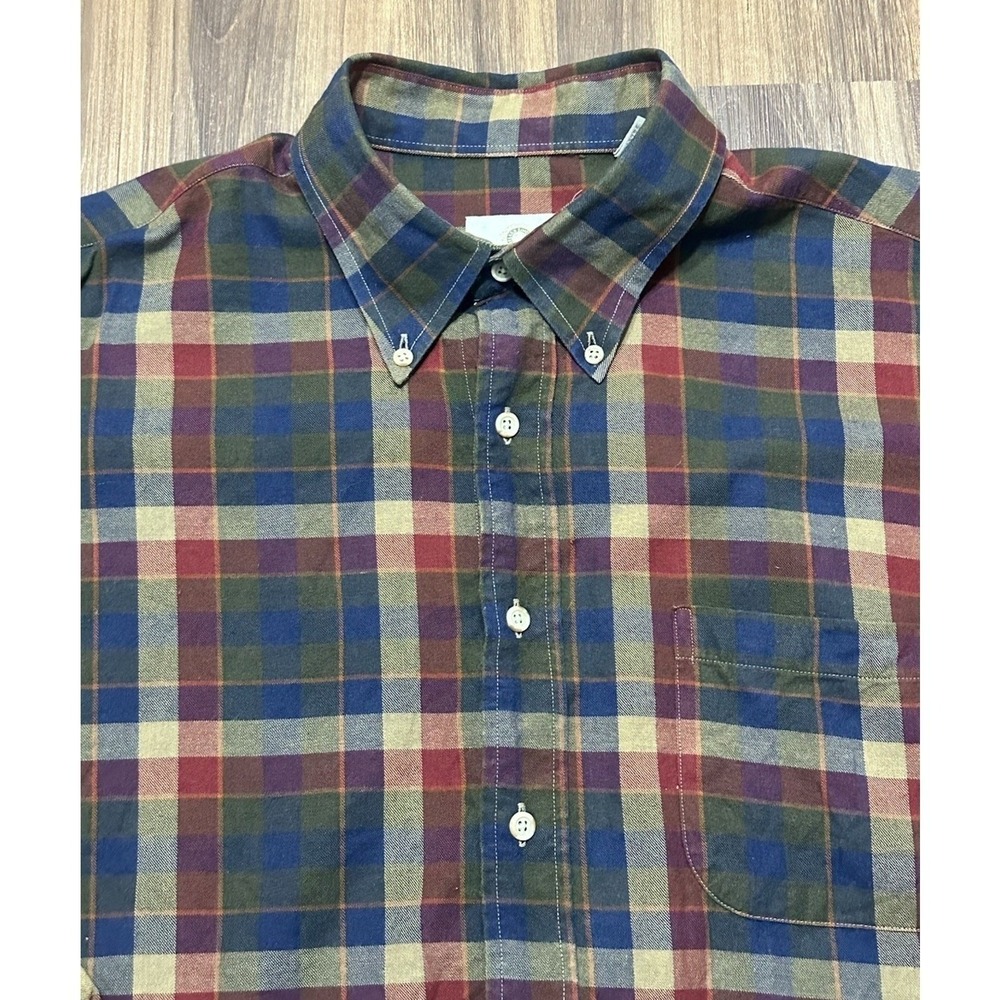 Viyella Plaid Button Down Cotton Wool Blend Long Sleeve Flannel Shirt Sz XL